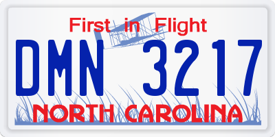 NC license plate DMN3217