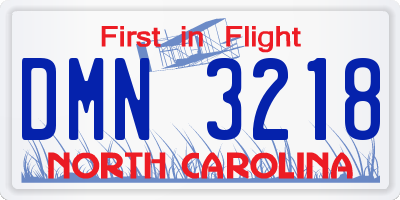 NC license plate DMN3218