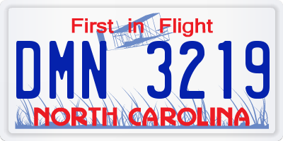 NC license plate DMN3219