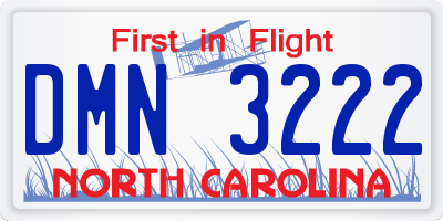 NC license plate DMN3222