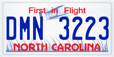 NC license plate DMN3223