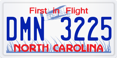 NC license plate DMN3225