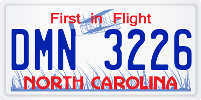 NC license plate DMN3226