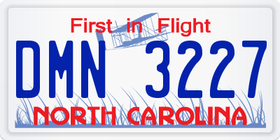 NC license plate DMN3227