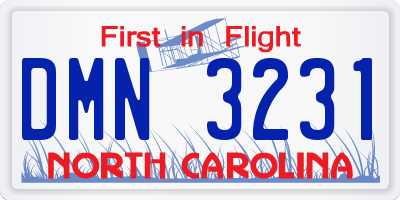 NC license plate DMN3231