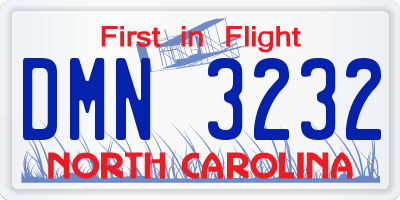 NC license plate DMN3232