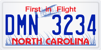 NC license plate DMN3234