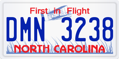 NC license plate DMN3238