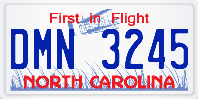 NC license plate DMN3245