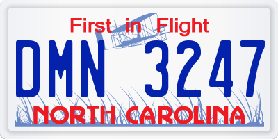 NC license plate DMN3247