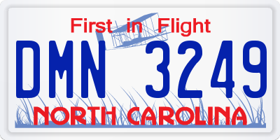 NC license plate DMN3249