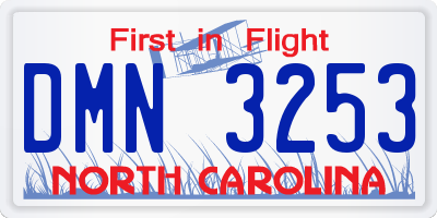 NC license plate DMN3253