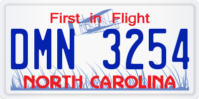 NC license plate DMN3254