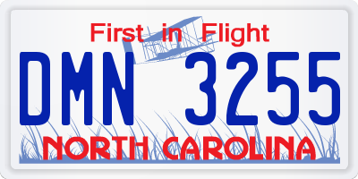 NC license plate DMN3255