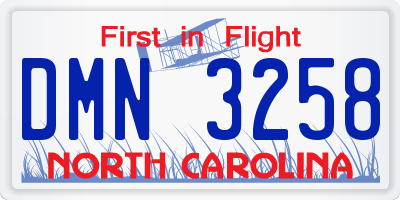 NC license plate DMN3258