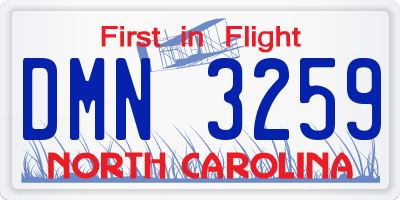 NC license plate DMN3259