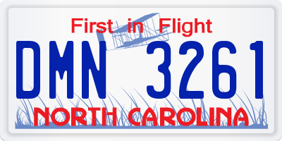 NC license plate DMN3261