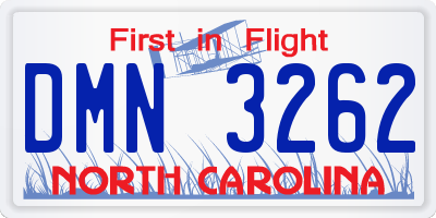 NC license plate DMN3262