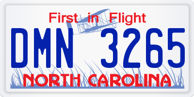 NC license plate DMN3265