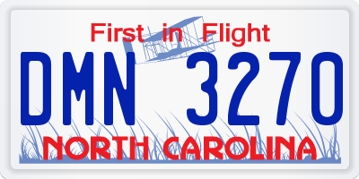 NC license plate DMN3270