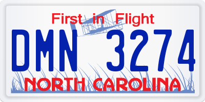 NC license plate DMN3274