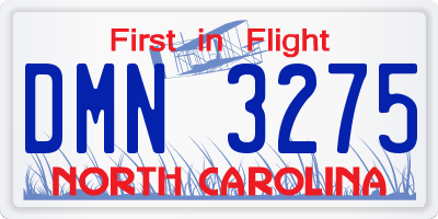 NC license plate DMN3275