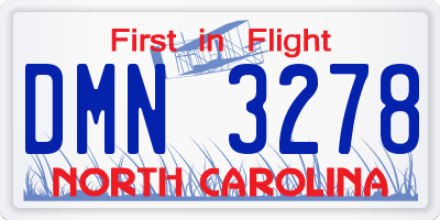 NC license plate DMN3278