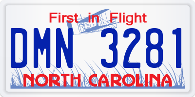 NC license plate DMN3281