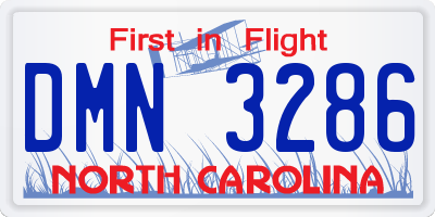 NC license plate DMN3286