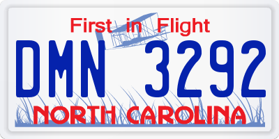 NC license plate DMN3292