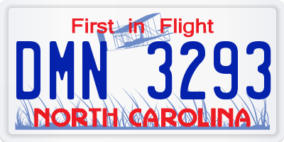 NC license plate DMN3293