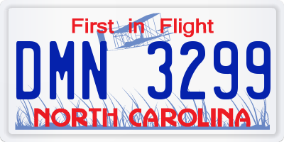 NC license plate DMN3299