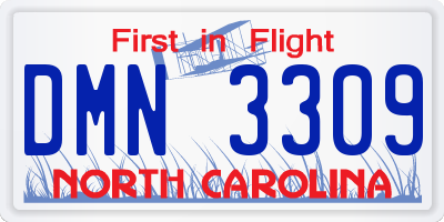 NC license plate DMN3309