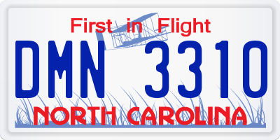 NC license plate DMN3310
