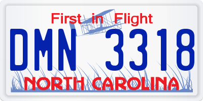NC license plate DMN3318