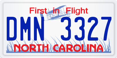 NC license plate DMN3327