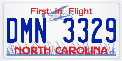 NC license plate DMN3329