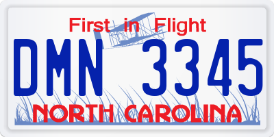 NC license plate DMN3345