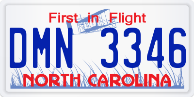 NC license plate DMN3346