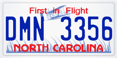 NC license plate DMN3356