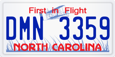 NC license plate DMN3359