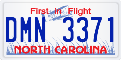 NC license plate DMN3371
