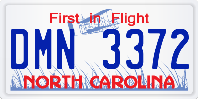 NC license plate DMN3372