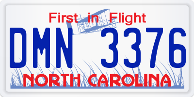 NC license plate DMN3376