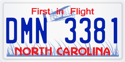 NC license plate DMN3381