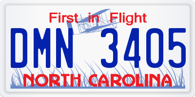NC license plate DMN3405