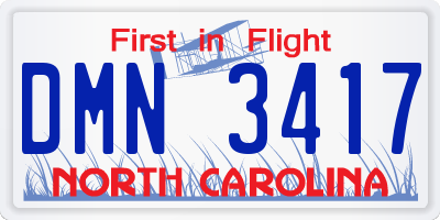 NC license plate DMN3417