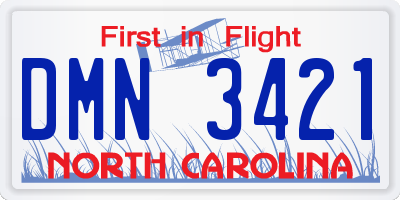 NC license plate DMN3421