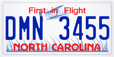 NC license plate DMN3455