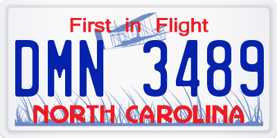 NC license plate DMN3489